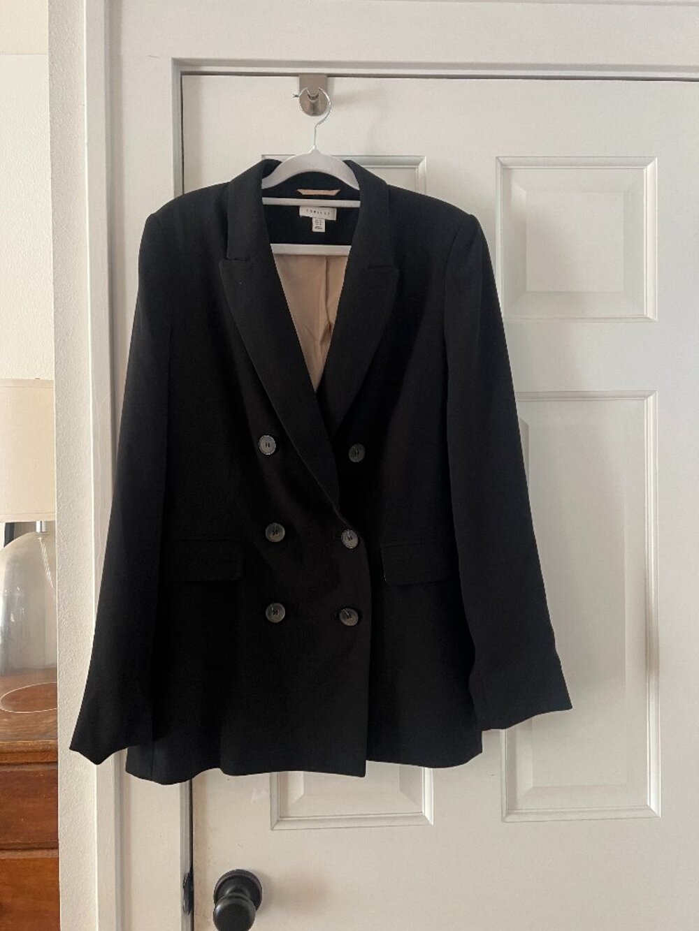 Topshop Black Double Breasted Blazer Fully Lined Size 10